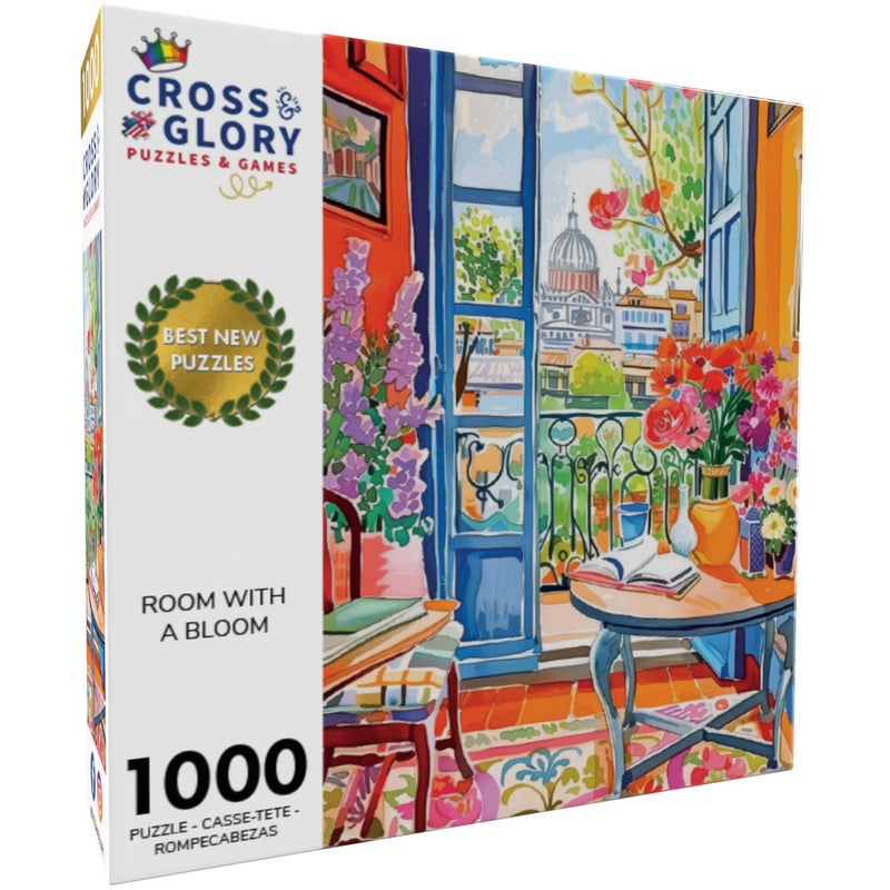 Cross & Glory â€“ Room with a Bloom â€“ 1000 Piece Jigsaw Puzzle for Adults | Colorful Floral City View Puzzle | Vibrant Home Interior Artwork | Premium Ribbon-Cut Puzzle with Satin Finish - Image 2