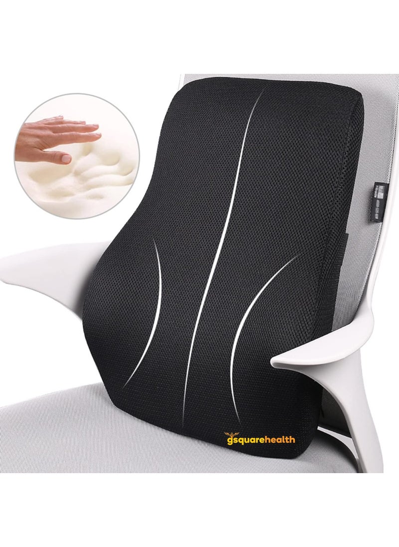 Gsquare GSQUARE Health Lumbar Support Memory Foam Back Rest Cushion with Soft Black Breathable Velvet Cover for Back Pain Relief Ideal for Car Seat Office Chair Lounge Chairs Wheel chair Proudly Made in India Universal Lumbar Support Cushion  - Image 4