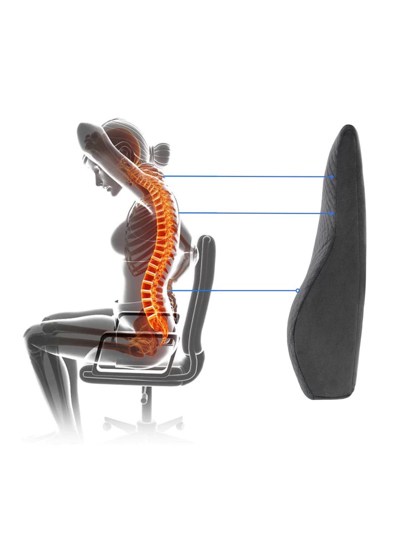 Gsquare GSQUARE Health Lumbar Support Memory Foam Back Rest Cushion with Soft Black Breathable Velvet Cover for Back Pain Relief Ideal for Car Seat Office Chair Lounge Chairs Wheel chair Proudly Made in India Universal Lumbar Support Cushion  - Image 3