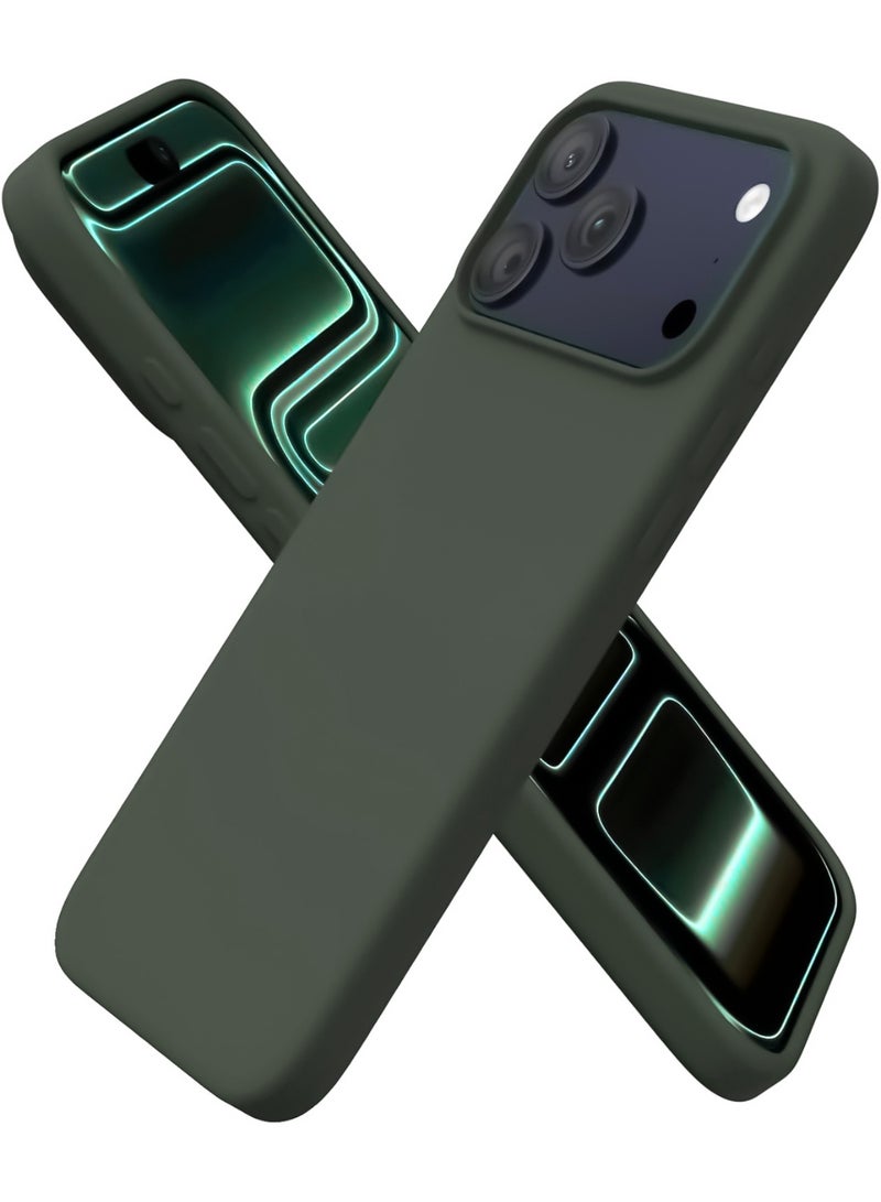 Compatible with iPhone 17 Pro Max Case Slim Liquid Silicone 4 Layers Soft Gel Rubber Shockproof Protective Phone Case with Anti Scratch Microfiber Lining (Dark Green)