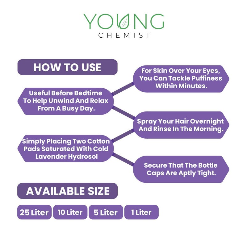 Young Chemist Natural And Pure Lavender Hydrosol Toner Distilled Floral Water in a 1 Litre Bottle Spray for Skin Hair and Aromatherapy For Men And Women - Image 5