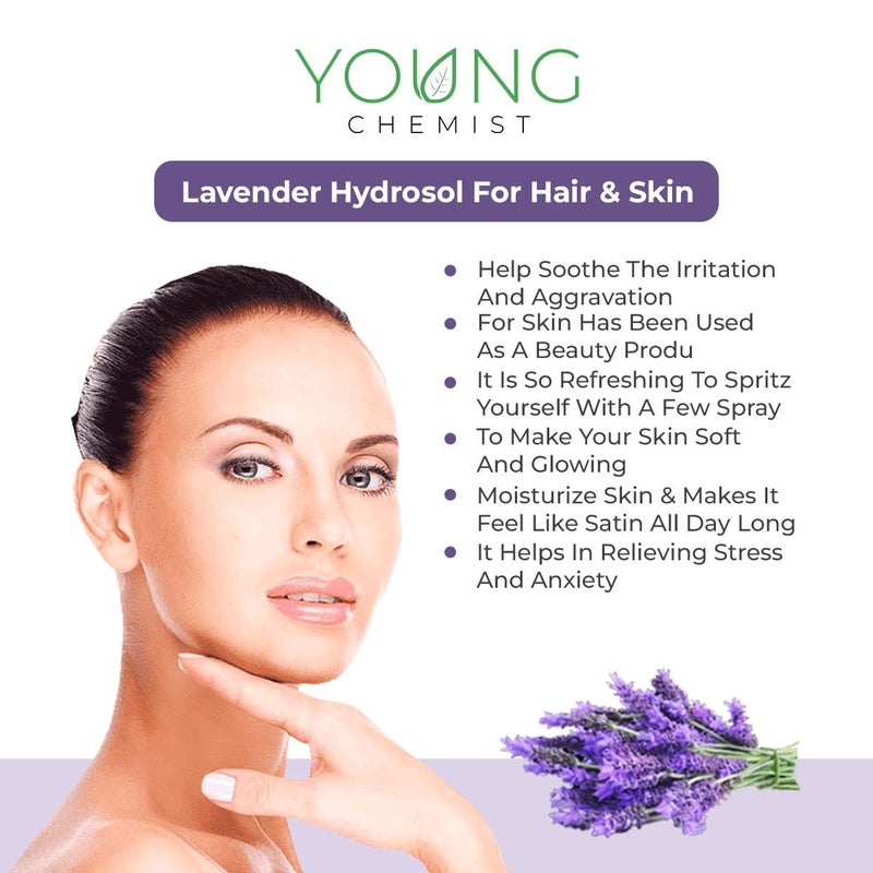 Young Chemist Natural And Pure Lavender Hydrosol Toner Distilled Floral Water in a 1 Litre Bottle Spray for Skin Hair and Aromatherapy For Men And Women - Image 3
