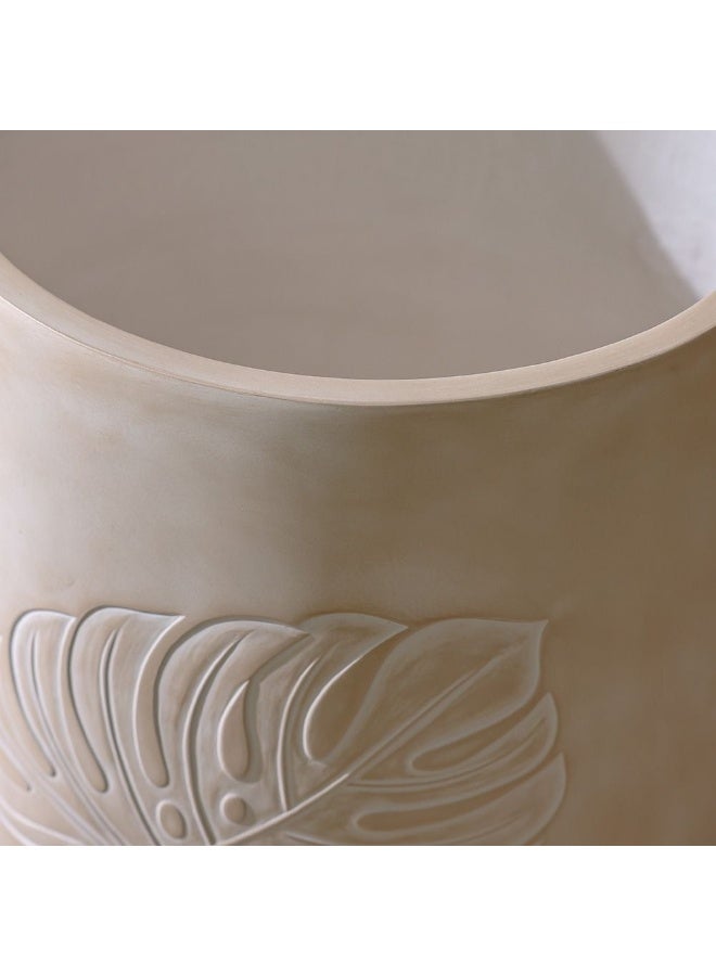 DANUBE HOME Fibre Clay Planter – Leaf Design – Large, Lightweight, Weather-Resistant Pot for Indoor/Outdoor Plants, Elegant Leaf Texture for Gardens 43.5×43.5×44 cm - Image 2