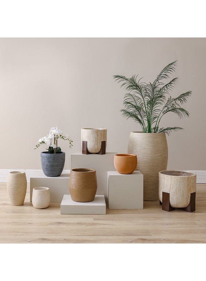 DANUBE HOME Fibre Clay Planter – Leaf Design – Large, Lightweight, Weather-Resistant Pot for Indoor/Outdoor Plants, Elegant Leaf Texture for Gardens 43.5×43.5×44 cm - Image 4