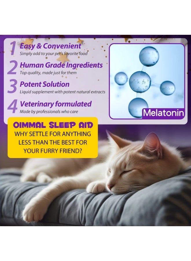 Oimmal Sleep Aid with Melatonin for Cats 60ml Sleep Treatment for Cats Helps Support Relaxation Regulates Sleep Patterns Reduce Signs of Stress And Promotes Overall Well-being Natural Cat Melatonin Sleep Aid - Image 3