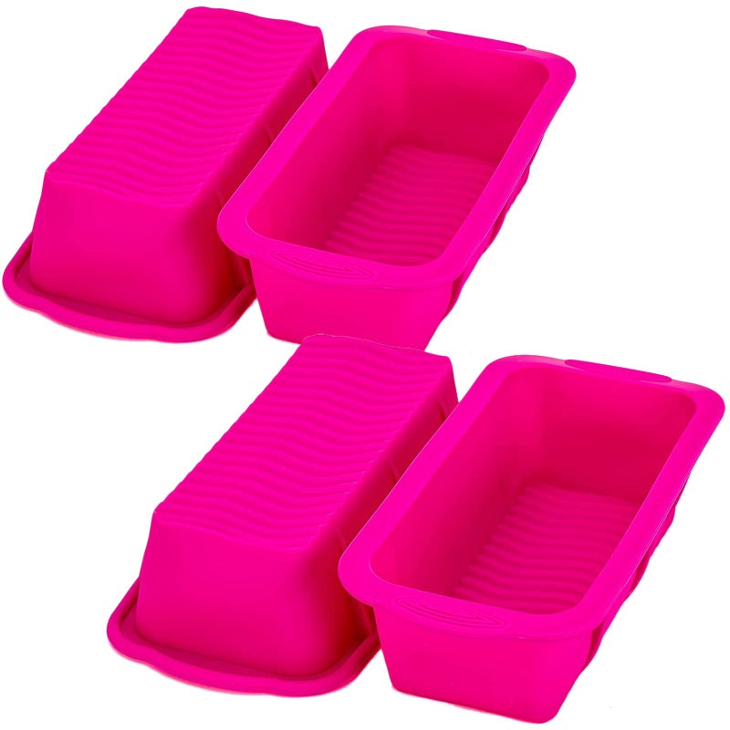 Tosnail 4 Pack Silicone Bread Loaf Pan 8 x 4 Inches Silicone Baking Molds for Baking Banana Bread Sandwich Bread Small Loaf and Meatloaf