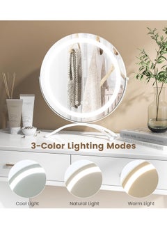 ETG Vanity Mirror with Lights, 40cm Makeup Mirror with Lights, Smart Touch Control 3 Colors Dimmable Vanity Mirror, 360°Rotation Round Vanity Mirror for Bedroom, Bathroom  - Image 4