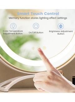 ETG Vanity Mirror with Lights, 40cm Makeup Mirror with Lights, Smart Touch Control 3 Colors Dimmable Vanity Mirror, 360°Rotation Round Vanity Mirror for Bedroom, Bathroom  - Image 3