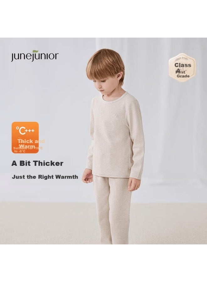 Junejunior Children's Thermal Underwear Set Autumn Winter Homewear Boys Girls Base Layer Top And Bottom - Image 1