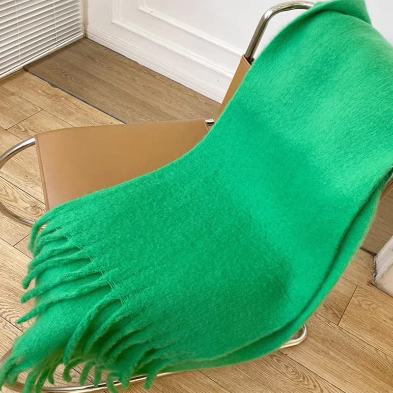 MININAI Women Chunky Scarf, Soft Warm Winter Scarf for Cold Weather, Christmas Blanket Scarves Pashmina Shawl Wrap (Green) - Image 5