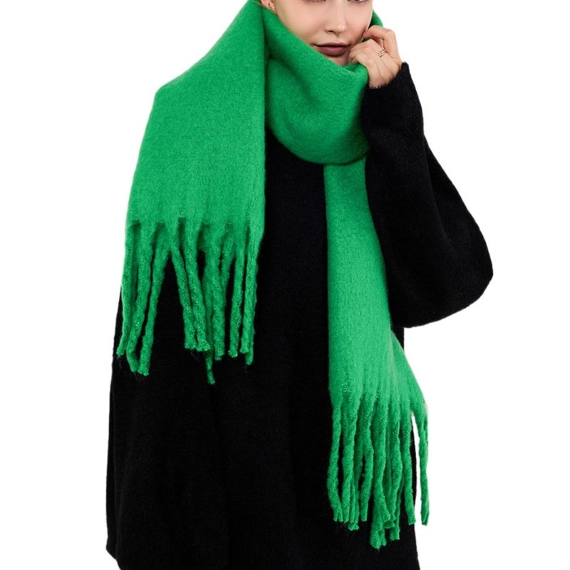 MININAI Women Chunky Scarf, Soft Warm Winter Scarf for Cold Weather, Christmas Blanket Scarves Pashmina Shawl Wrap (Green) - Image 1