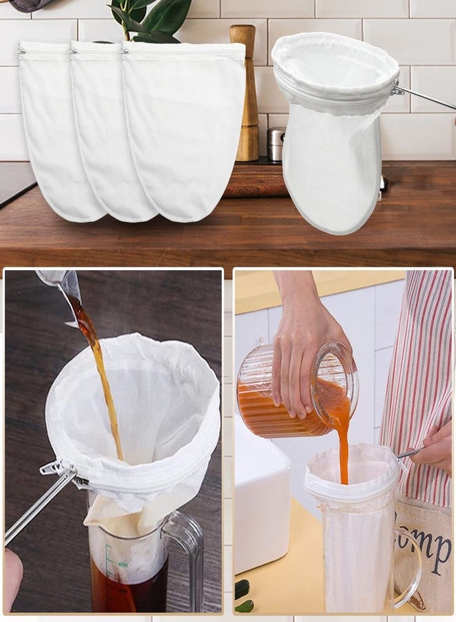 Comemela Ultra Fine Mesh Strainer Bag Reusable Food Grade Filter Zipper Bags with Stainless Steel Handle for Filter Coffee Tea Milk Juice Oil - Image 2