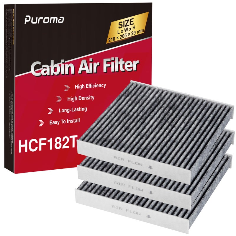 Puroma 3 Pack Cabin Air Filter with Activated Carbon Replacement for CP182 CF11182 Compatible with Honda CRV Civic Accord Odyssey HRV Clarity CRZ Fit Insight Acura MDX RDX TLX Integra - Image 3