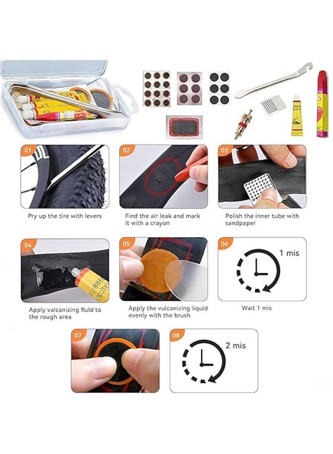 Unewshi Bicycle Repair Kit 56 Pieces - Complete Tyre Patch Set Bicycle with Self-Adhesive Patches & Tyre Levers - Image 2