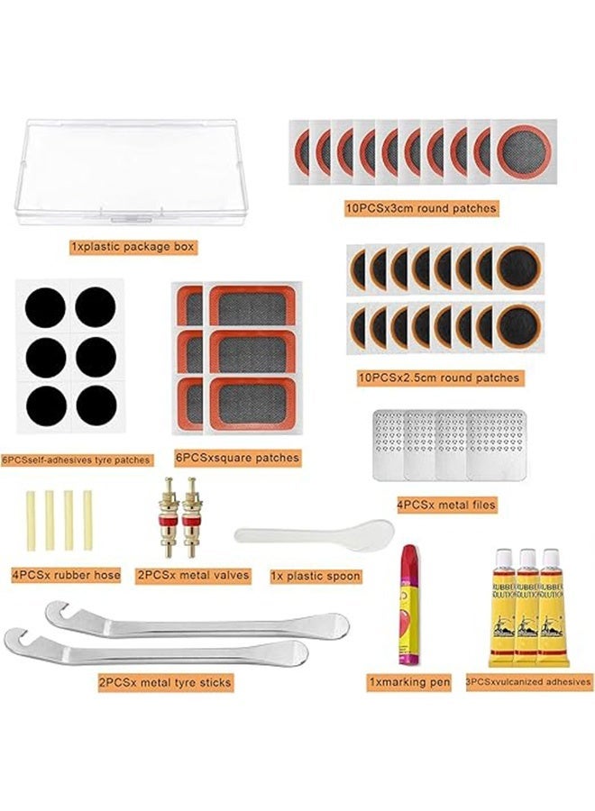 Unewshi Bicycle Repair Kit 56 Pieces - Complete Tyre Patch Set Bicycle with Self-Adhesive Patches & Tyre Levers - Image 3