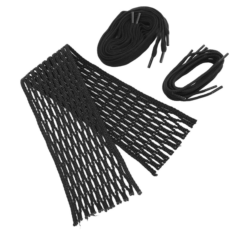 Black Lacrosse Mesh Kit 7 Braided Strings Wear Proof Abrasion Tear Resistant Complete Stringing Set - Image 5