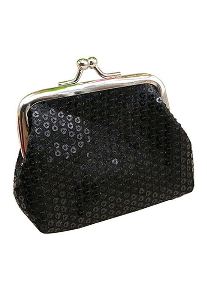 NIBEMINENT Sequins Buckle Mini Coin Purse Black 