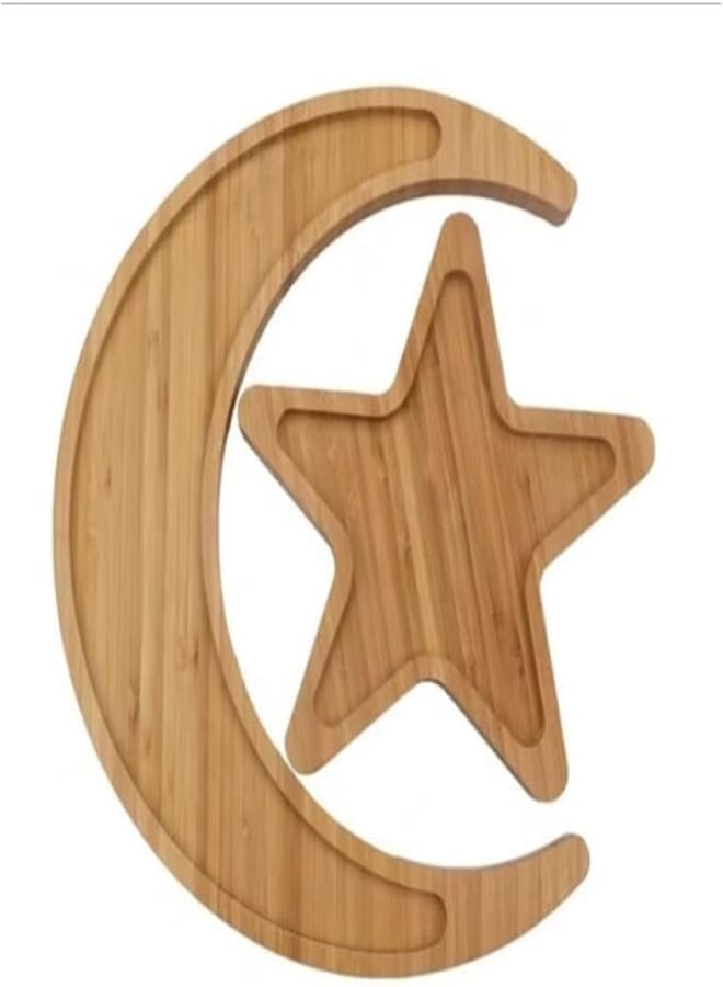 Happy Home Ramadan, Eid Plate Eid Mubarak Plates Wooden Moon Star Shaped Plates Dessert Tray Snacks Serving Bowl Eid Ramadan Plate Muslim Islam Candy Plate Mubarak Party Decor