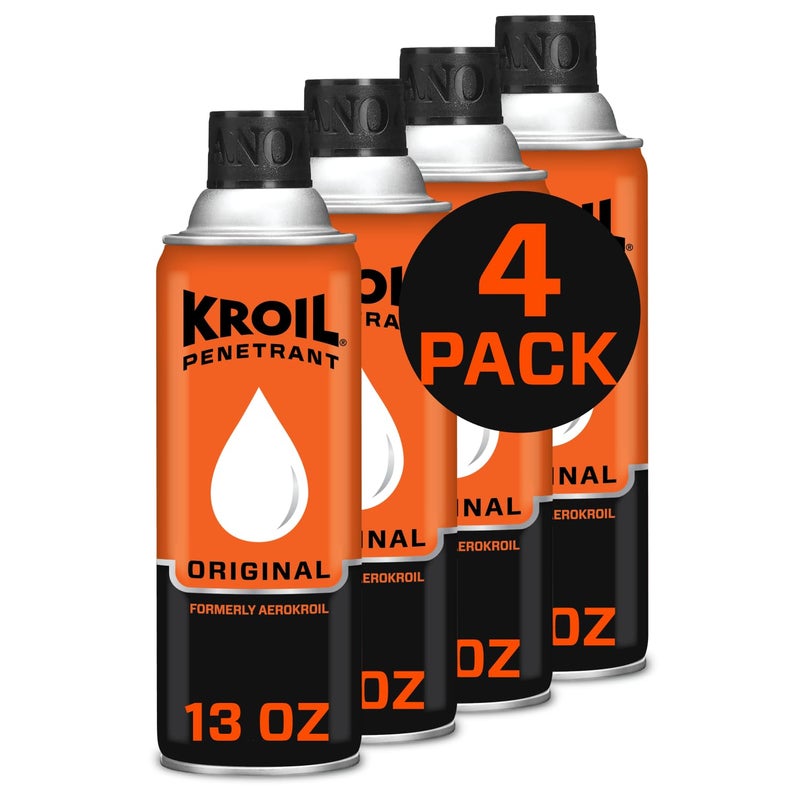 Kroil Original Penetrating Oil Aerosol Spray13oz CanCase of 4 Penetrant for Rusted Bolts Metal Hinges Chains Moving Parts Rust Corrosion Inhibitor AZKS132C4