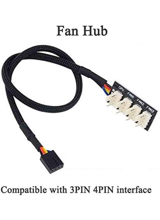 Generic - Aimeixin Pwm Fan Hub Pc Cpu Motherboard Cooling 4 Pin 3Pin Fan Power Cable Hub Splitter Adapter 1 To 4 Fan Pwm Case Fan Connector For Desktop Computer Cooler Case Fans - Image 1