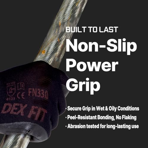 DEX FIT Premium Nitrile Work Gloves FN330, 3D Comfort Bare-Hand Fit, Firm Grip, Touchscreen, Thin & Lightweight, Breathable Foam Nitrile, Machine Washable; Black L (9) - Image 3