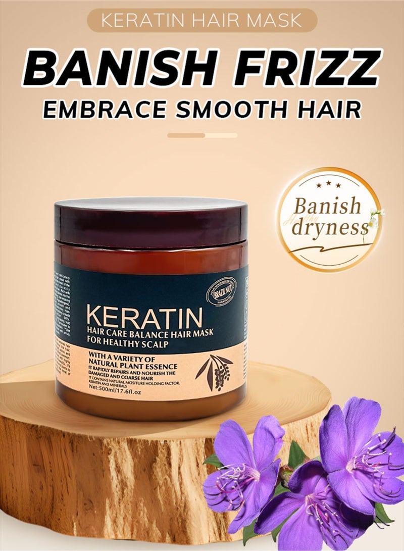 KERATIN Hair Care Balance Hair Mask for Healthy Scalp – Keratin & Brazil Nut Essence to Repair and Nourish Damaged Hair for All Hair Types, 500ml - Image 3