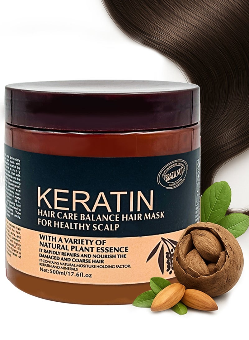 KERATIN Hair Care Balance Hair Mask for Healthy Scalp – Keratin & Brazil Nut Essence to Repair and Nourish Damaged Hair for All Hair Types, 500ml - Image 1