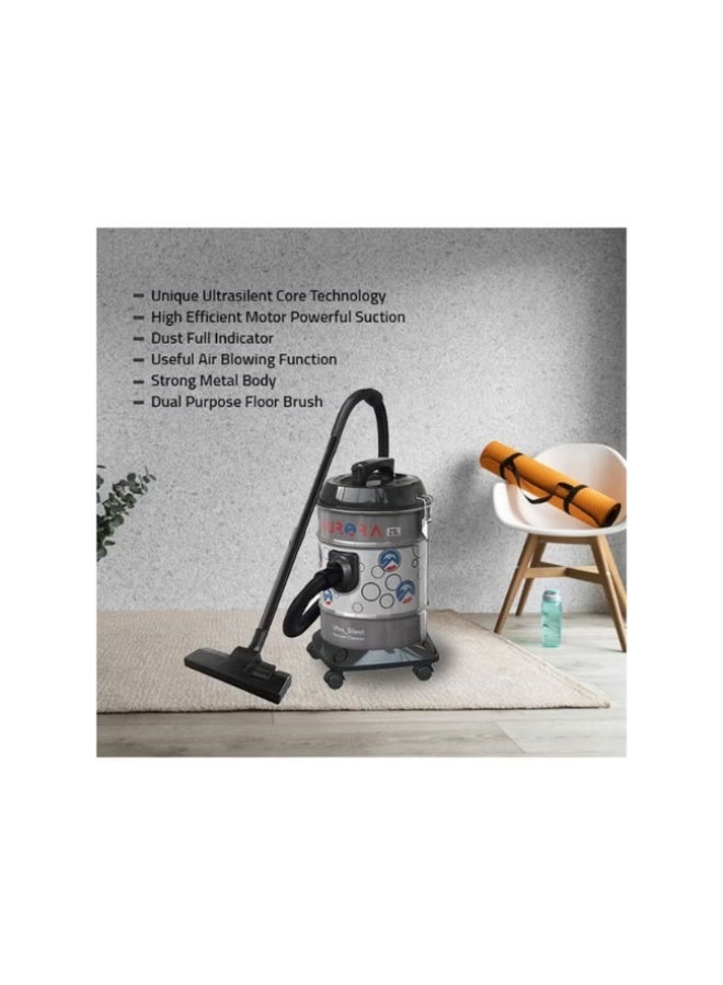 اورورا مكنسة كهربائية شفط ونفخ | سعة 21 لتر، 2000 وات | محرك عالي الكفاءة وشفط قوي | لون رمادي | هيكل معدني قوي | فرشاة أرضية مزدوجة الاستخدام - Image 3