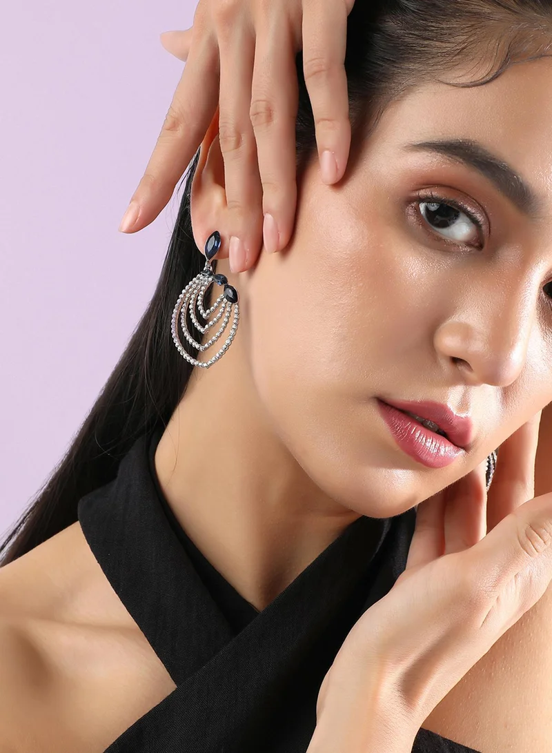 SOHI Contrast Embellished Lined Eye Artificial Drop Earring Jewellery