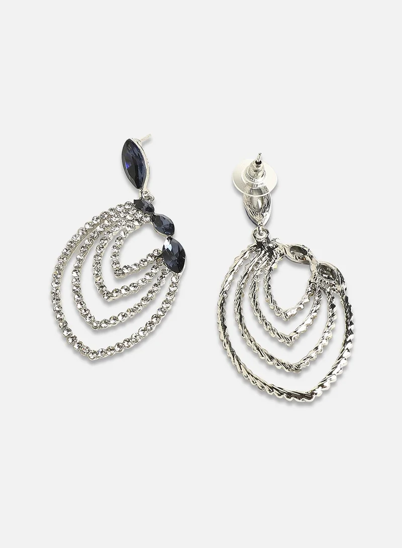 SOHI Contrast Embellished Lined Eye Artificial Drop Earring Jewellery