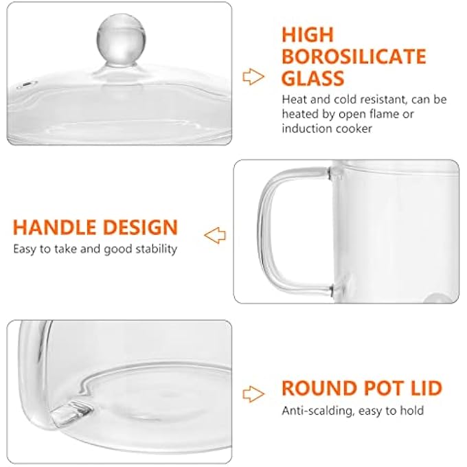 DOITOOL Glass Noodle Pot With Lid  HeatResistant Thick Glass Cookware Set  Cooktop Safe For Pasta Noodle Soup Milk Baby Food  Size 2 Stew Pot - Image 5
