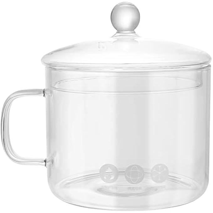 DOITOOL Glass Noodle Pot With Lid  HeatResistant Thick Glass Cookware Set  Cooktop Safe For Pasta Noodle Soup Milk Baby Food  Size 2 Stew Pot - Image 2