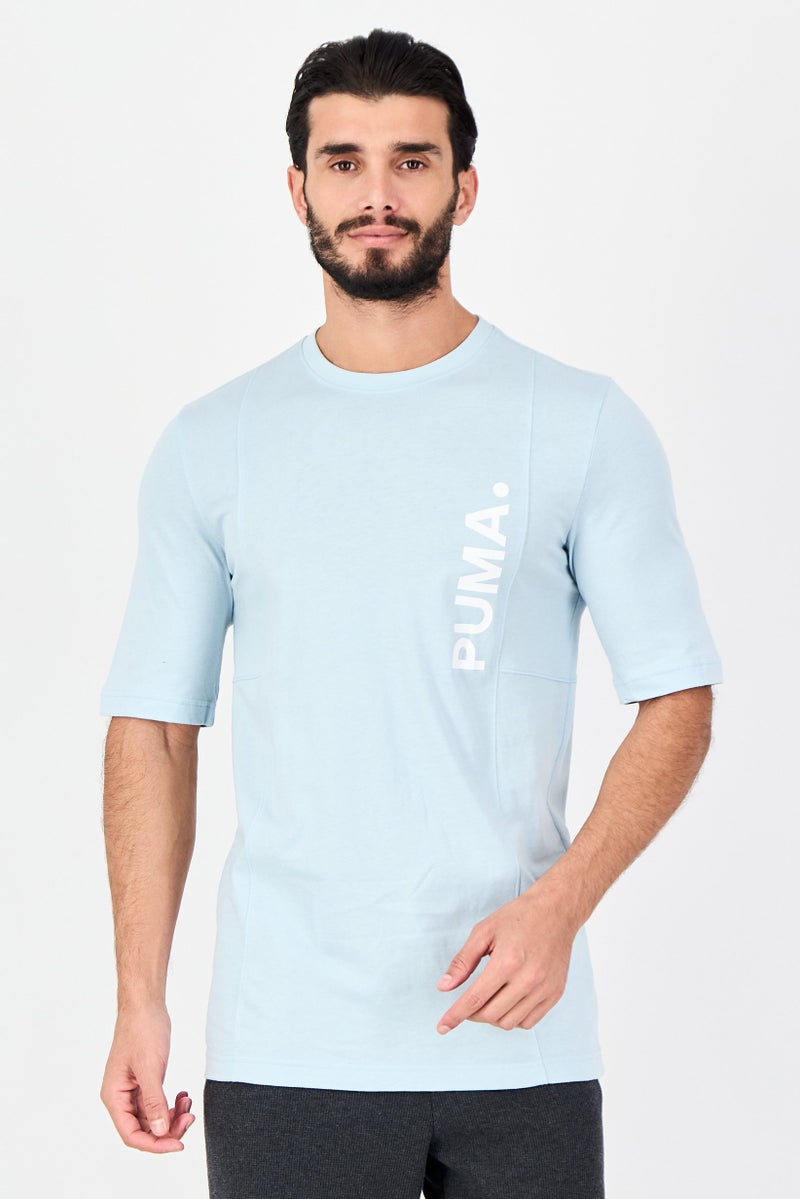 PUMA Men Sportswear Fit Short Sleeve Outdoor T-Shirt, Light Blue - Image 1