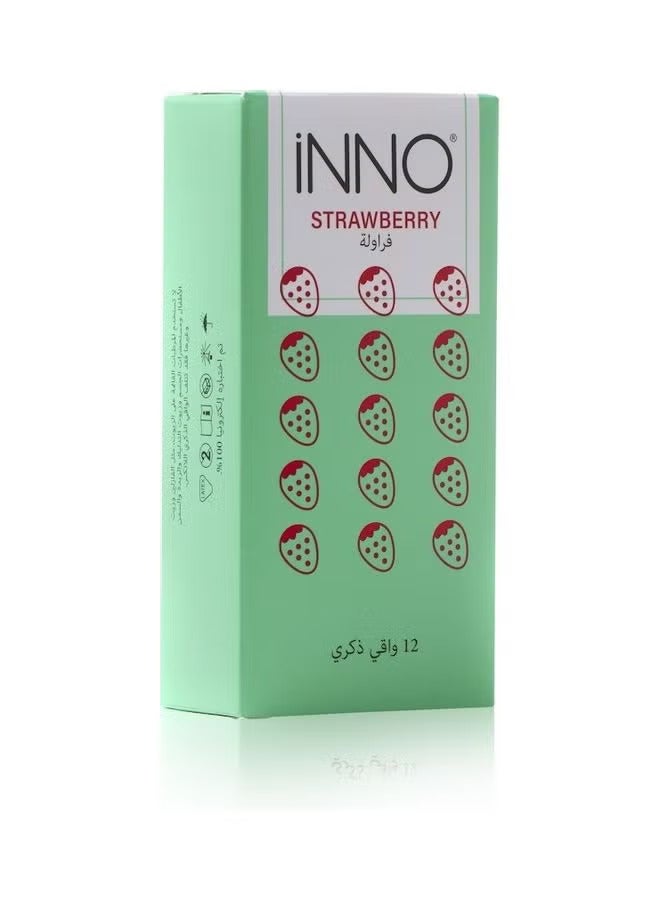 واقيات ذكرية بنكهة الفراولة من 12 قطعة