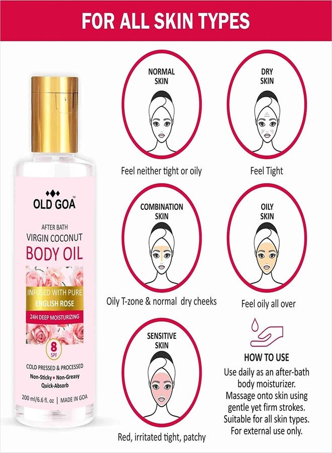 OLDGOA After Bath Body Oil For Daily Use, Massage & Glowing Skin | For All Skin Types | For Men & Women | Rose & Lavender (Combo) | 100+100 ML - Image 3