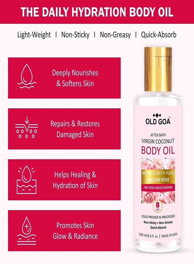 OLDGOA After Bath Body Oil For Daily Use, Massage & Glowing Skin | For All Skin Types | For Men & Women | Rose & Lavender (Combo) | 100+100 ML - Image 2