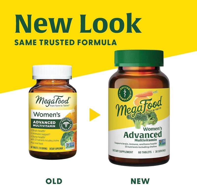 MegaFood Womens Advanced Multivitamin for Women  DoctorFormulated With Iron Choline Vitamin D Vitamin C  Zinc  Brain Health  Immune Support  NonGMO  Vegetarian  60 Tabs 30 Servings - Image 3