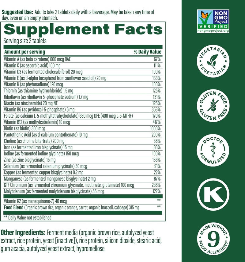 MegaFood Womens Advanced Multivitamin for Women  DoctorFormulated With Iron Choline Vitamin D Vitamin C  Zinc  Brain Health  Immune Support  NonGMO  Vegetarian  60 Tabs 30 Servings - Image 2
