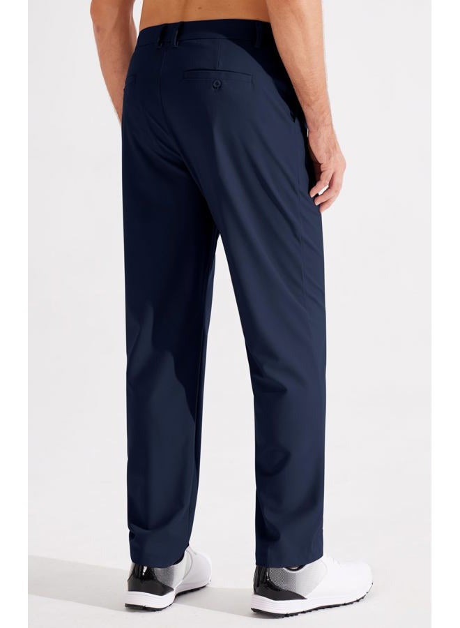Libin Golf Trousers Men's Long Chino Trousers Men's Regular Fit Stretch Suit Trousers Business Trousers Comfortable Fabric Trousers for Men with 4 Pockets 73 cm Inner Length Navy Blue - Image 2