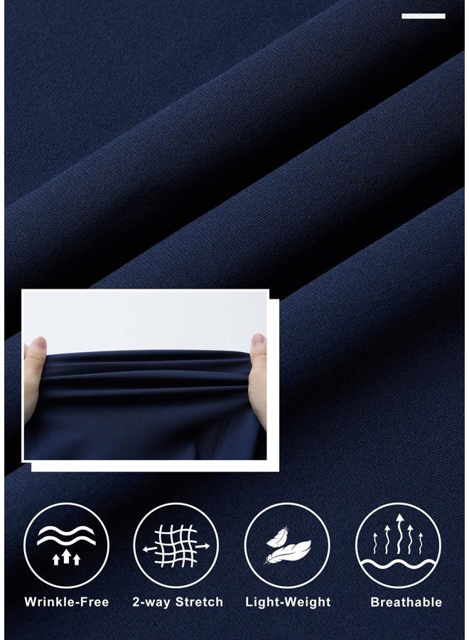 Libin Golf Trousers Men's Long Chino Trousers Men's Regular Fit Stretch Suit Trousers Business Trousers Comfortable Fabric Trousers for Men with 4 Pockets 73 cm Inner Length Navy Blue - Image 4