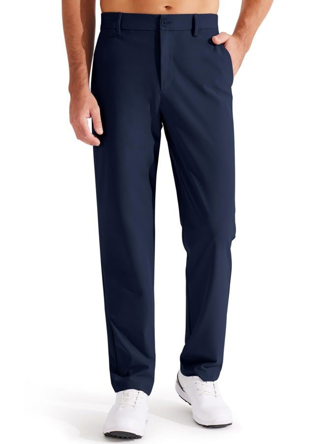 Libin Golf Trousers Men's Long Chino Trousers Men's Regular Fit Stretch Suit Trousers Business Trousers Comfortable Fabric Trousers for Men with 4 Pockets 73 cm Inner Length Navy Blue - Image 1