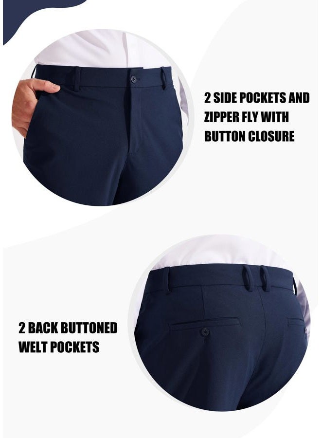 Libin Golf Trousers Men's Long Chino Trousers Men's Regular Fit Stretch Suit Trousers Business Trousers Comfortable Fabric Trousers for Men with 4 Pockets 73 cm Inner Length Navy Blue - Image 3