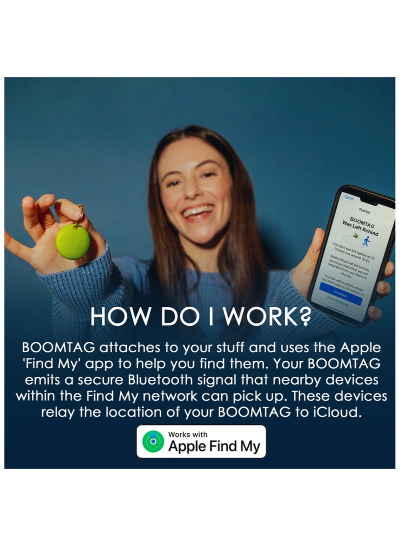 Boompods Boomtag Bluetooth Tracker Tag - Smart Tracking Device for Children, Pet and Dog, Keyring Wallet Tracker for Keys, Luggage Suitcases, Key Finder Compatible with Apple Find My App (Ocean Blue) - Image 4