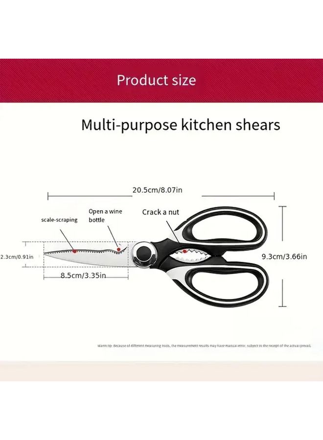 Stainless Steel Multifunctional Kitchen Scissors With Bottle Opener 1pc - Image 3
