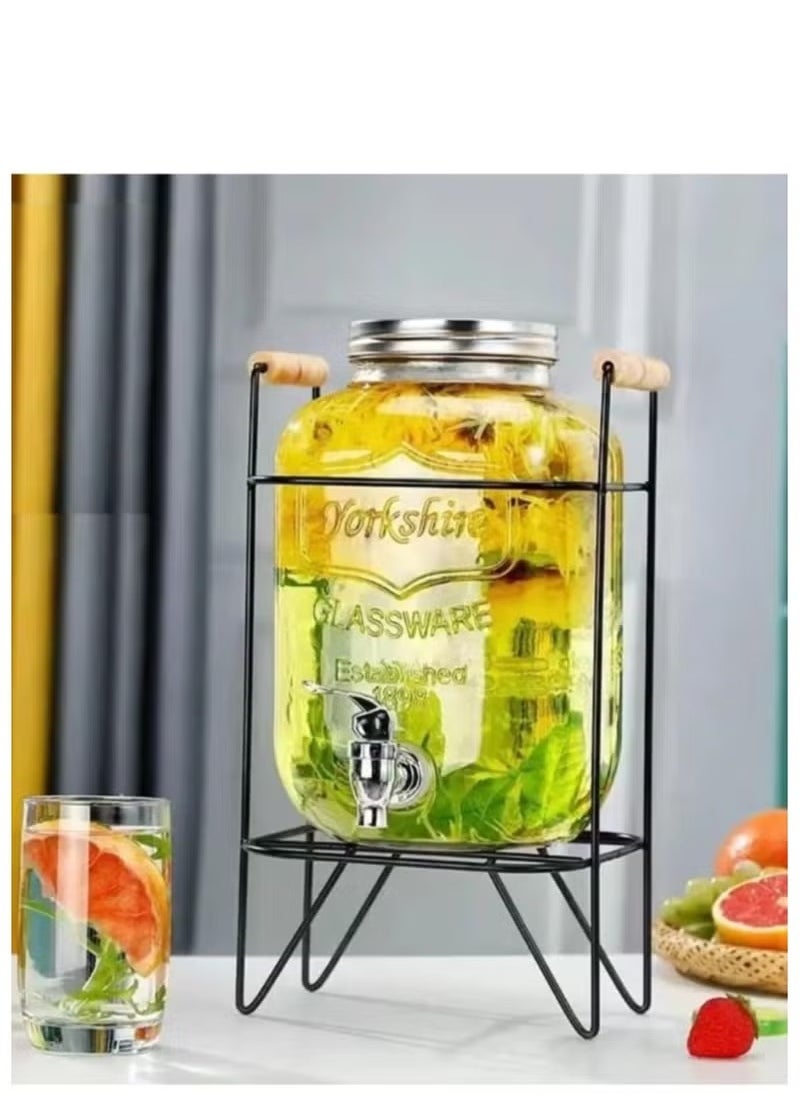 Generic 8 Litre Juice Dispenser Glass With Stand Square  - Image 1