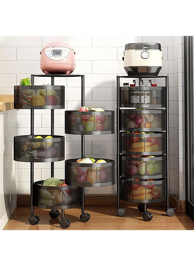 Cady One 5-Tier Revolving Kitchen Organizer, Metal Round Kitchen Storage Rack for Organizing Vegetables and Kitchen Tools, Multipurpose Mesh Home Storage Basket with Wheels, Black  - Image 5