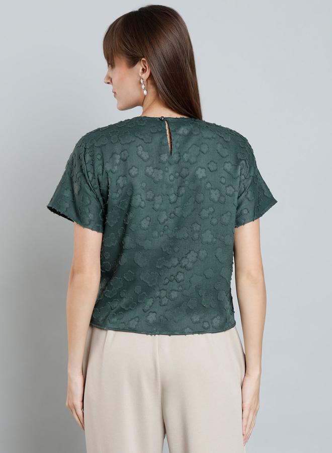 ميش توب مطرز بأكمام قصيرة - Image 5