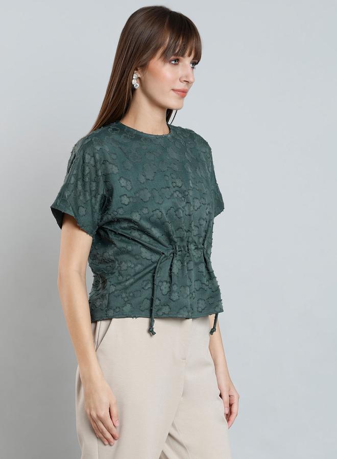 ميش توب مطرز بأكمام قصيرة - Image 3