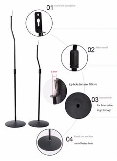 ET-LIFE Adjustable Height Speaker Stand - Extends 31" to 47" - Set of 2 - Black  - Image 4