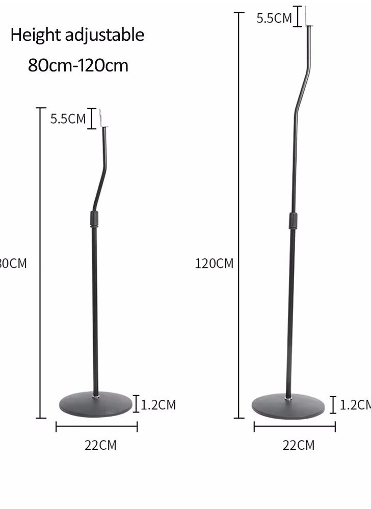 ET-LIFE Adjustable Height Speaker Stand - Extends 31" to 47" - Set of 2 - Black  - Image 3